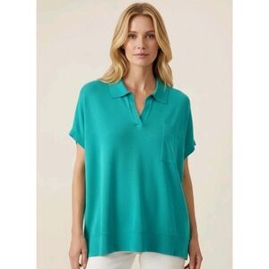 Banana Republic Cotton Linen‎ Blend Johnny Collar Knot  Green Oversized XL/XXL